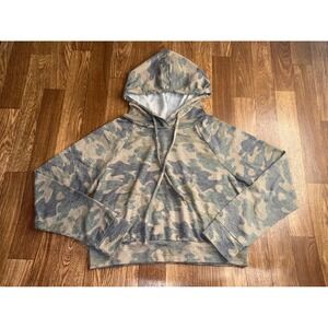 Tresics Womens Camo Cropped Hoodie Grey Green Raglan Sleeve Small T1796-G22436